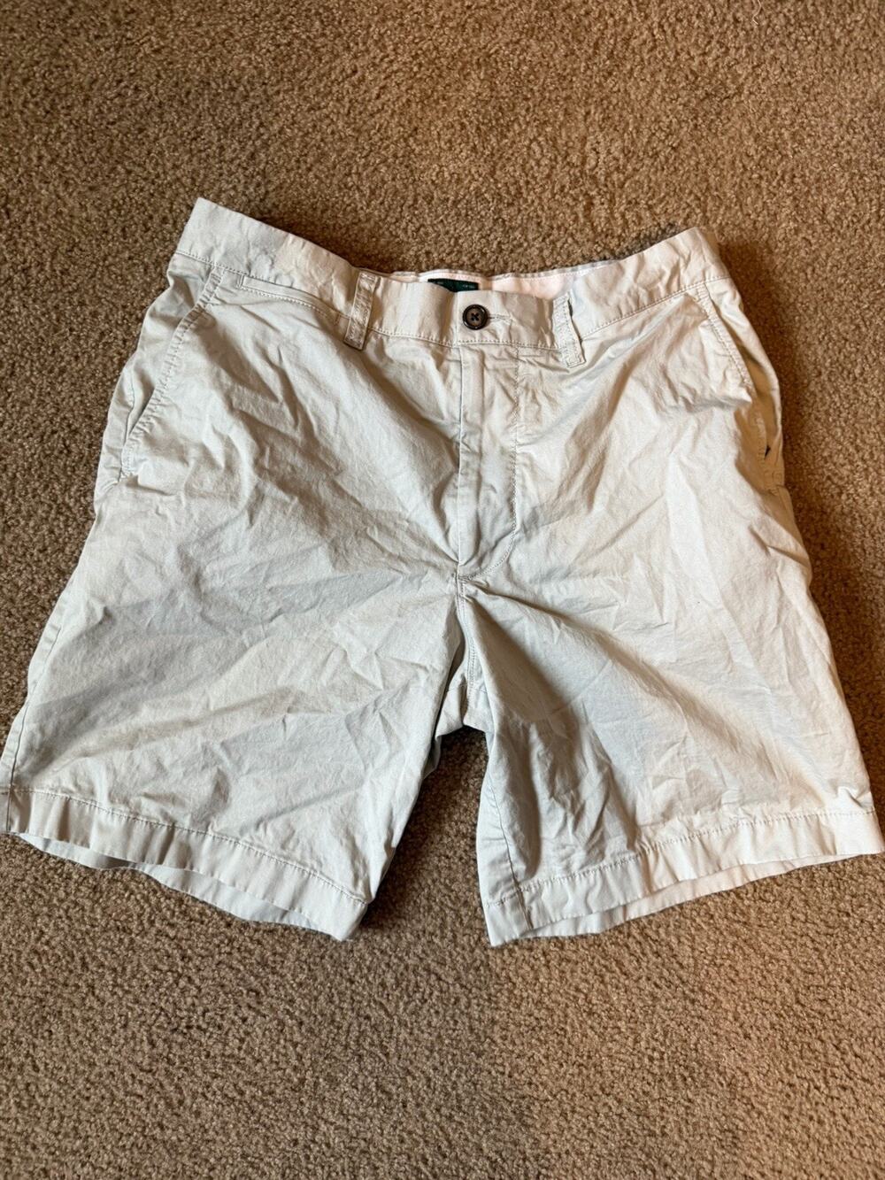 J.Crew Men's 9" Portsider Stretch Chino Shorts Beige Khaki Size 32 Casual CH150